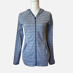 Columbia Women’s Wannacut Ridge Hoodie Light Blue Striped Jacket Size Small